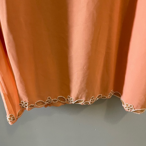 Midnight velvet beaded Embroidered Peach Blouse/blazer jacket size 2X boxGI - Picture 5 of 7